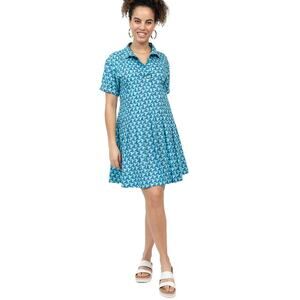 Uncle Frank By Ivy Jane Blue Waves Pleated Shirt Dress XS